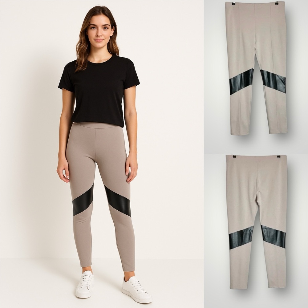 Victoria’s Secret Moto Leggings Size Large Faux Leather Panel Full Length